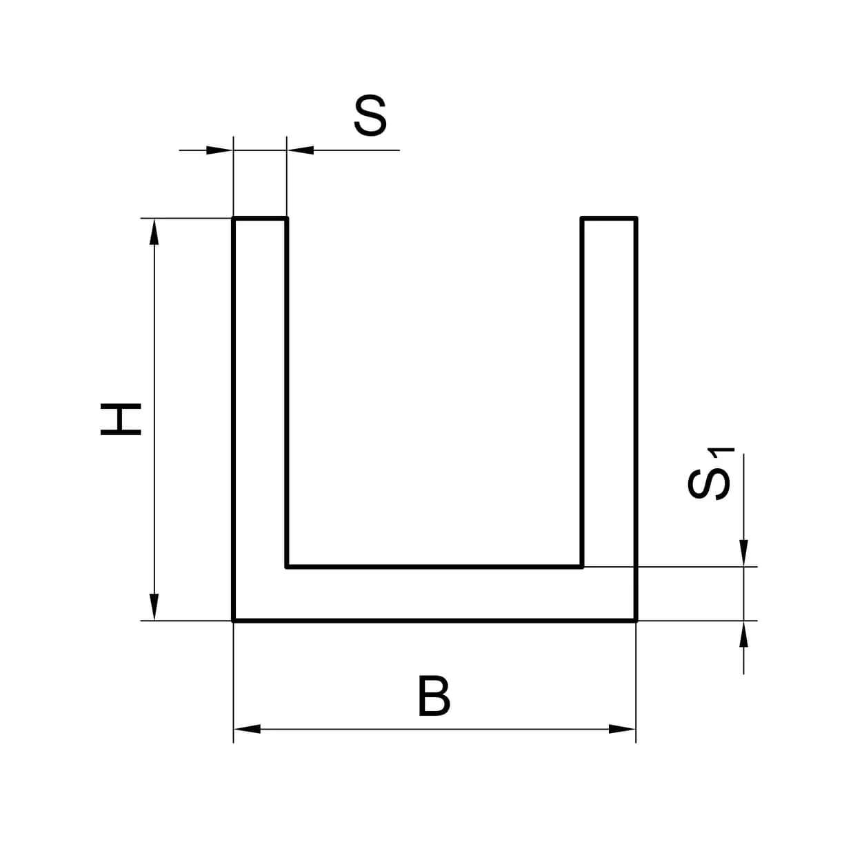 Швеллер алюминиевый 80x20x2,2