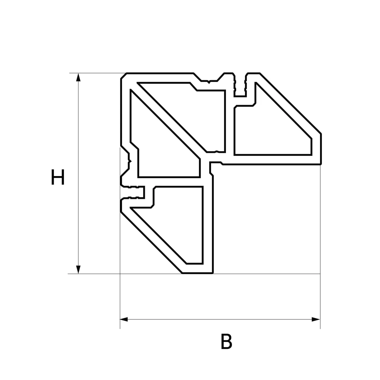 Алюминиевый профиль для окон 75x75